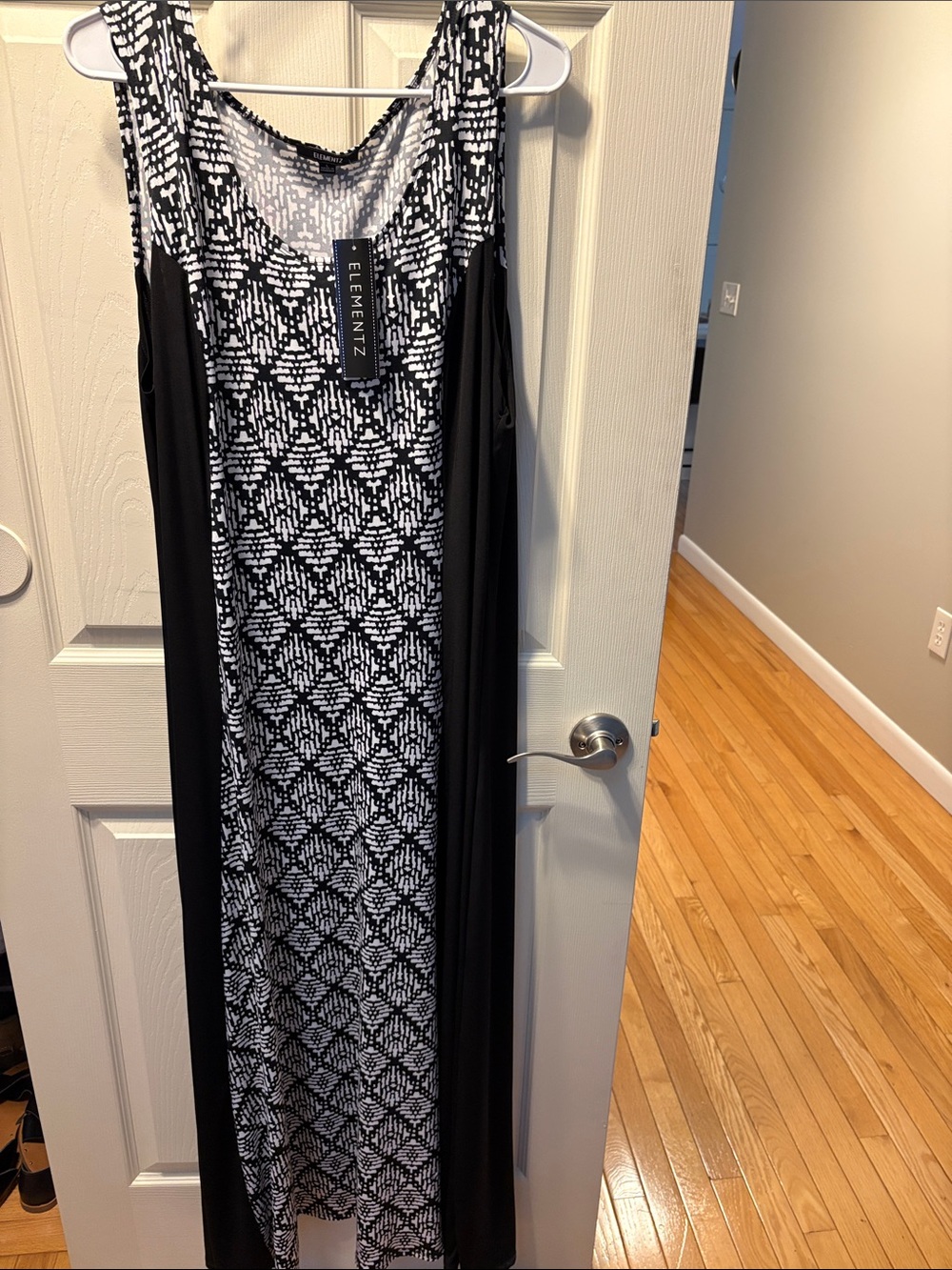 Elementz Black & White Geometric Panel Maxi Dress